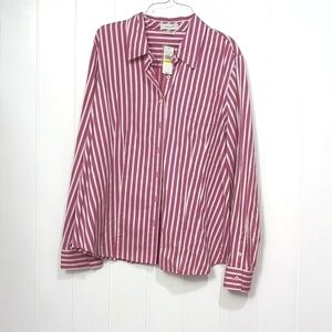 💥NWT Van Heusen Stripe Polo Long Sleeve Button Down